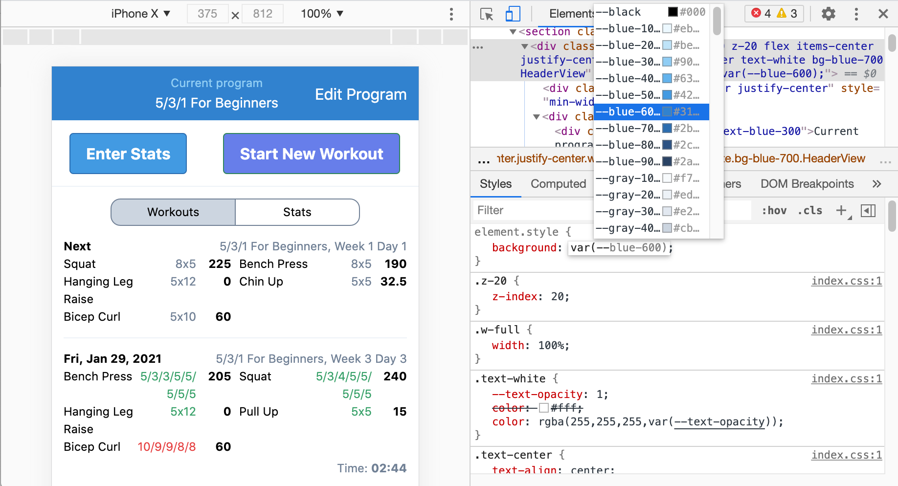 Tailwind colors in devtools