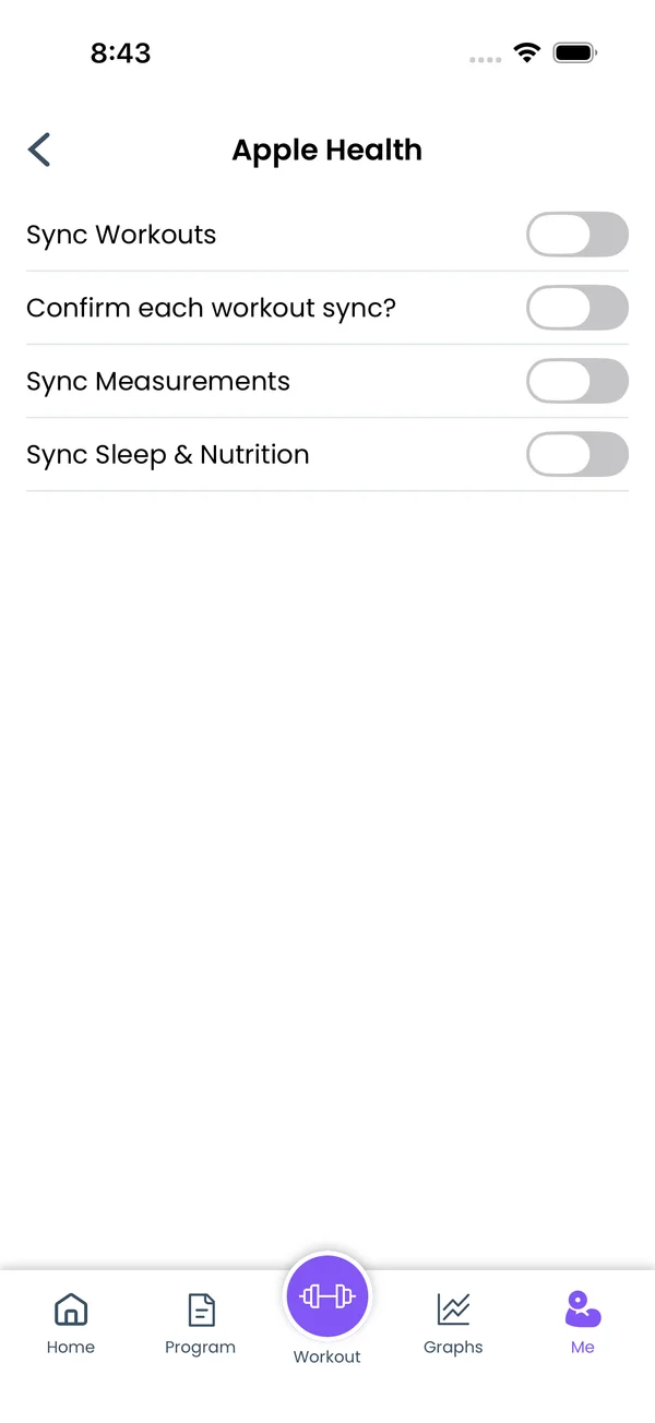 Apple Health settings on the phone