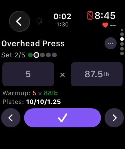 AMRAP prompt on the Apple Watch