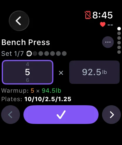 Crown editing reps on the Apple Watch