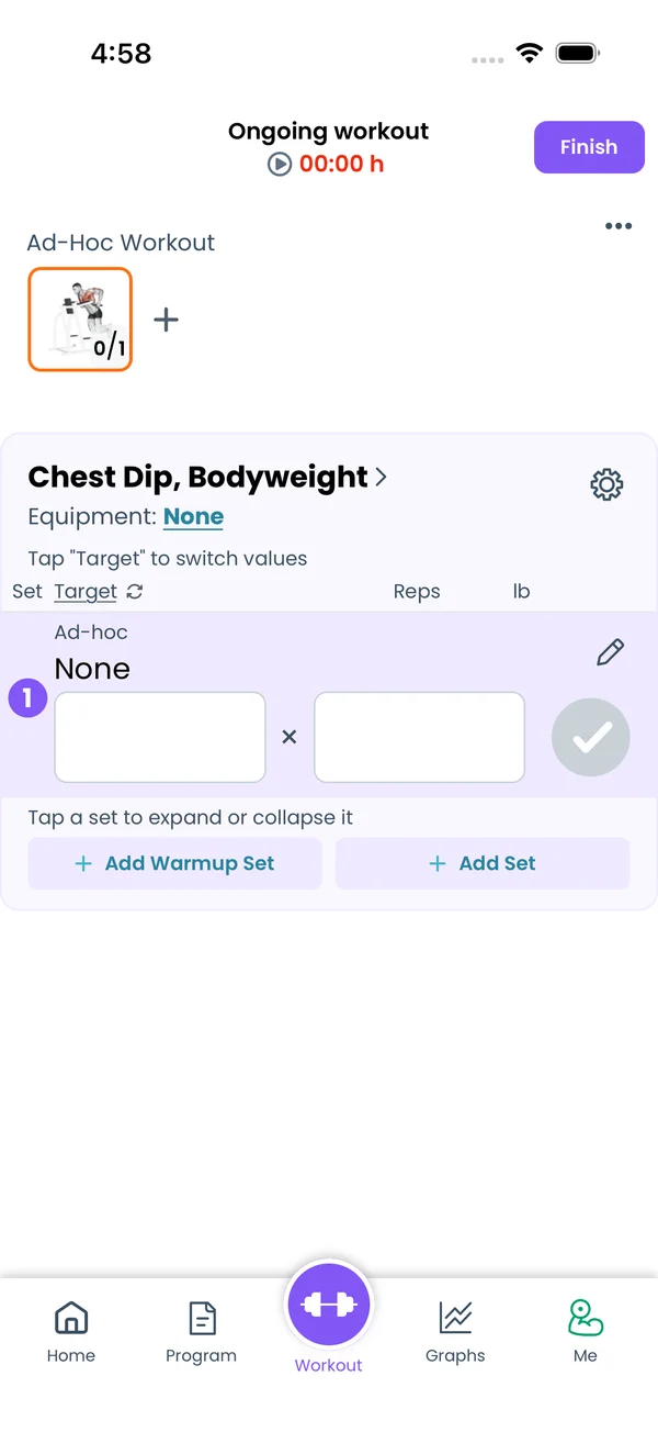 An ad-hoc workout with Chest Dip