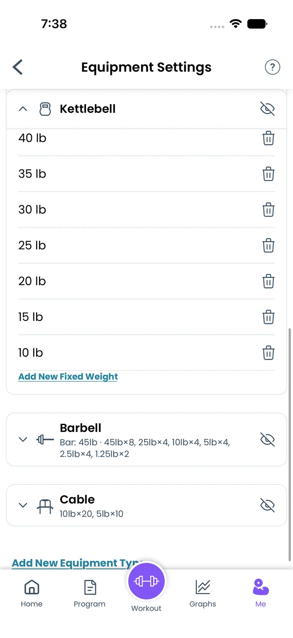 Kettlebell fixed weights list