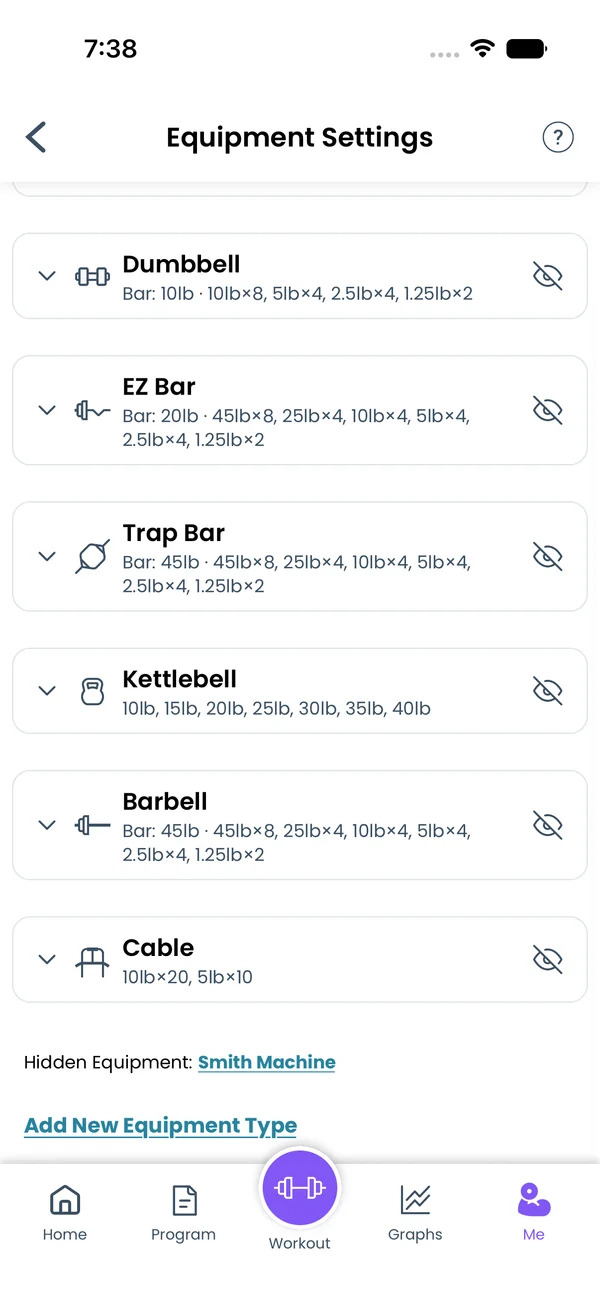 Hidden Equipment line at the end of the list