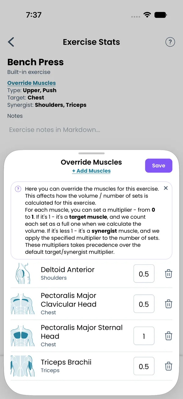 The Override Muscles sheet