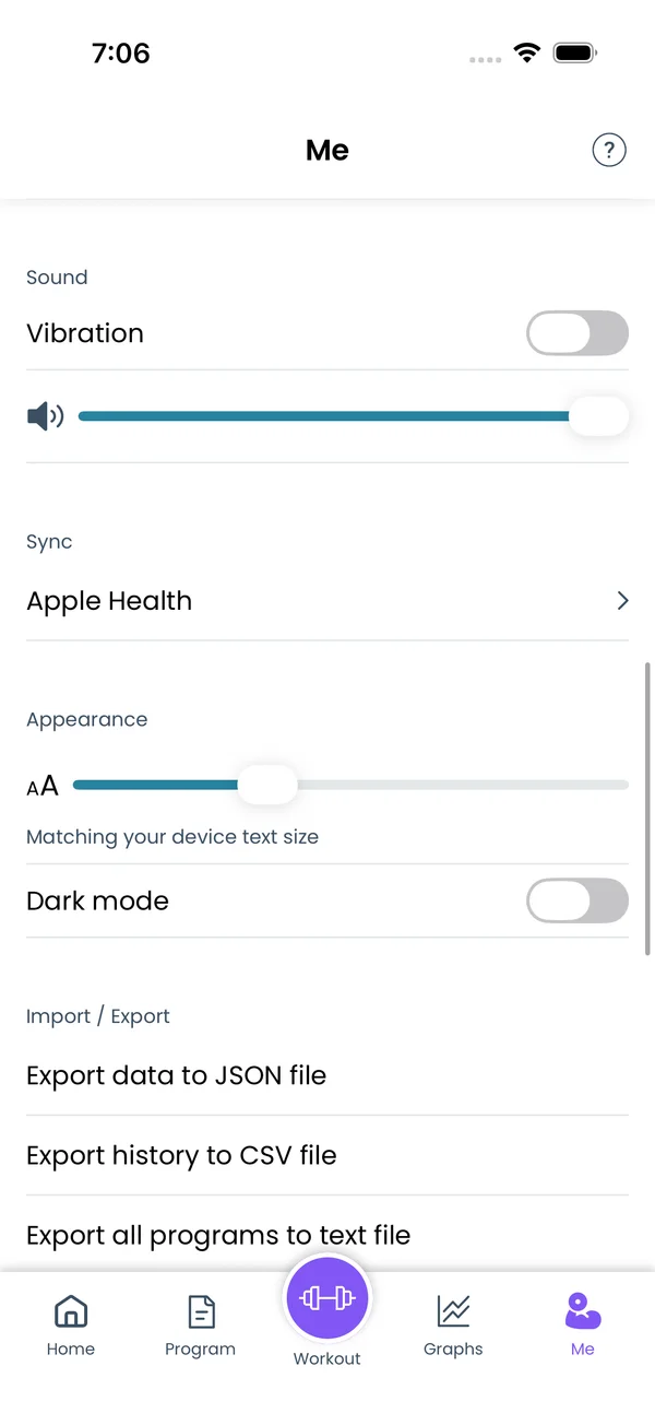 Appearance settings