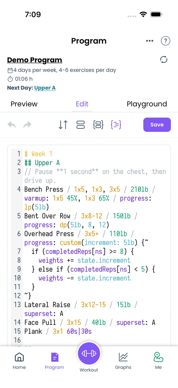 The full-program text mode