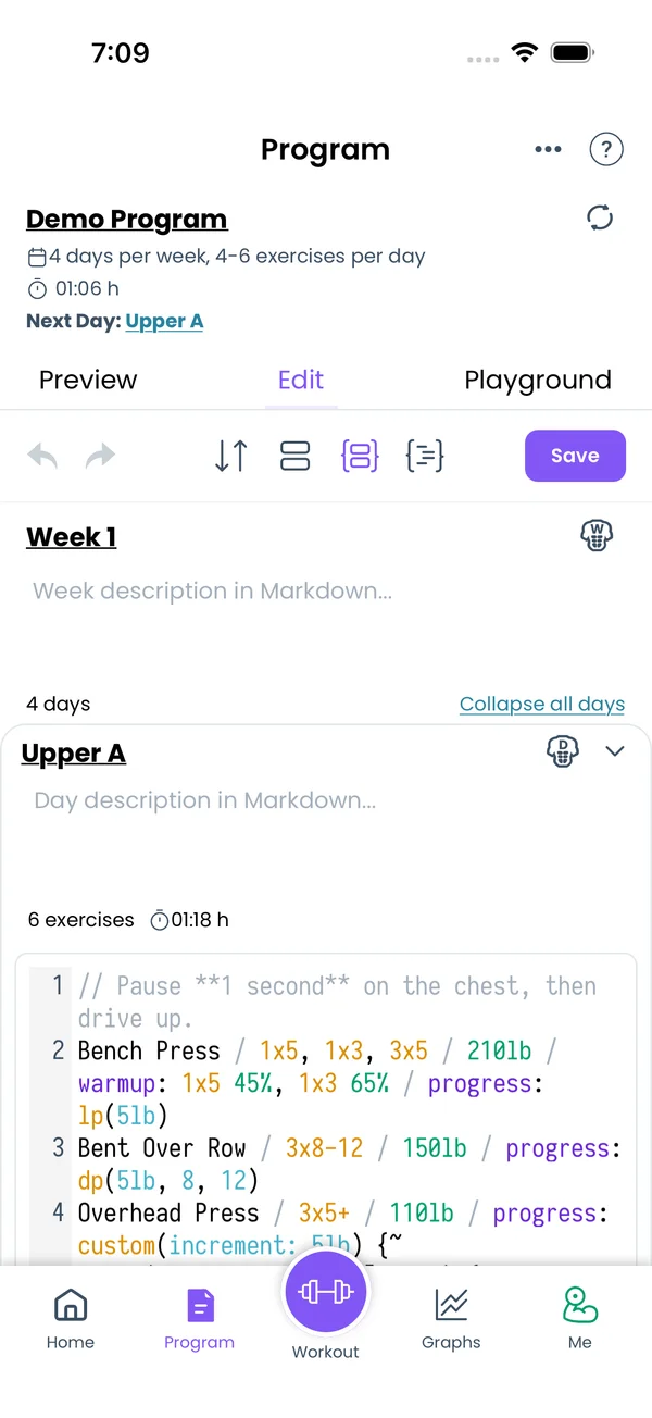 The per-day text mode