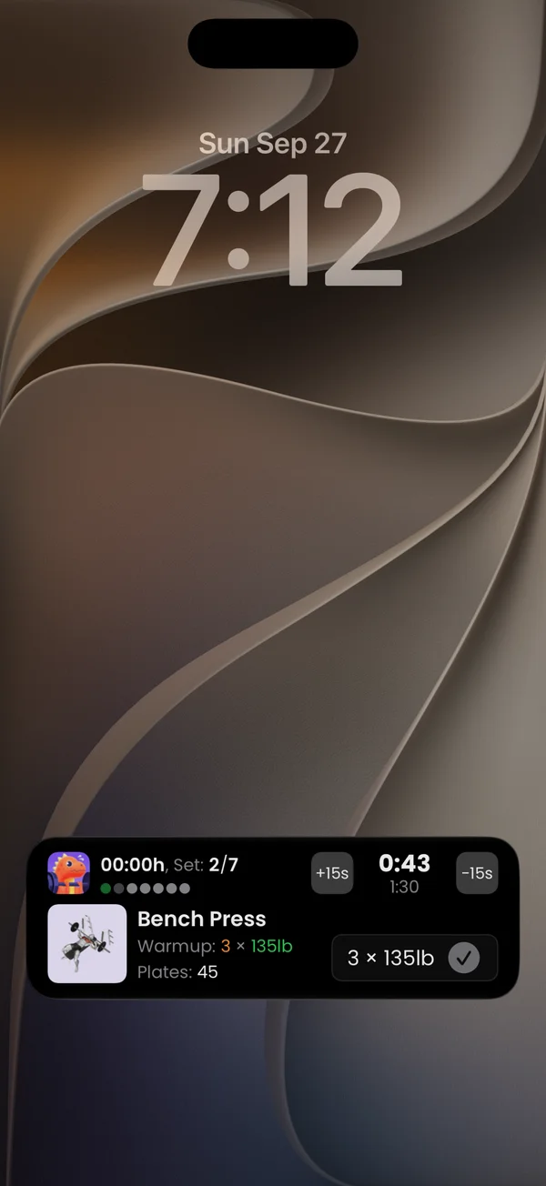 Rest timer in the Live Activity on the lock screen