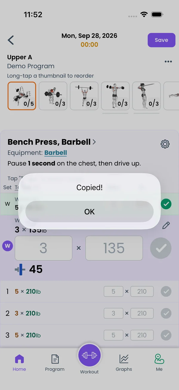 The Copied! alert after Copy as Text