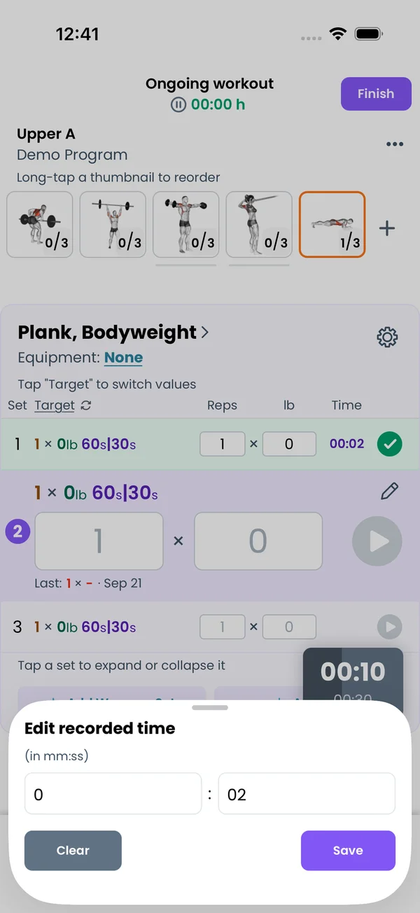 The Edit recorded time sheet