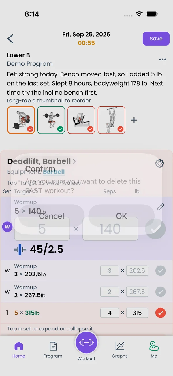 The delete confirmation
