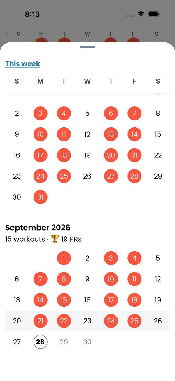 History and Calendar: month calendar