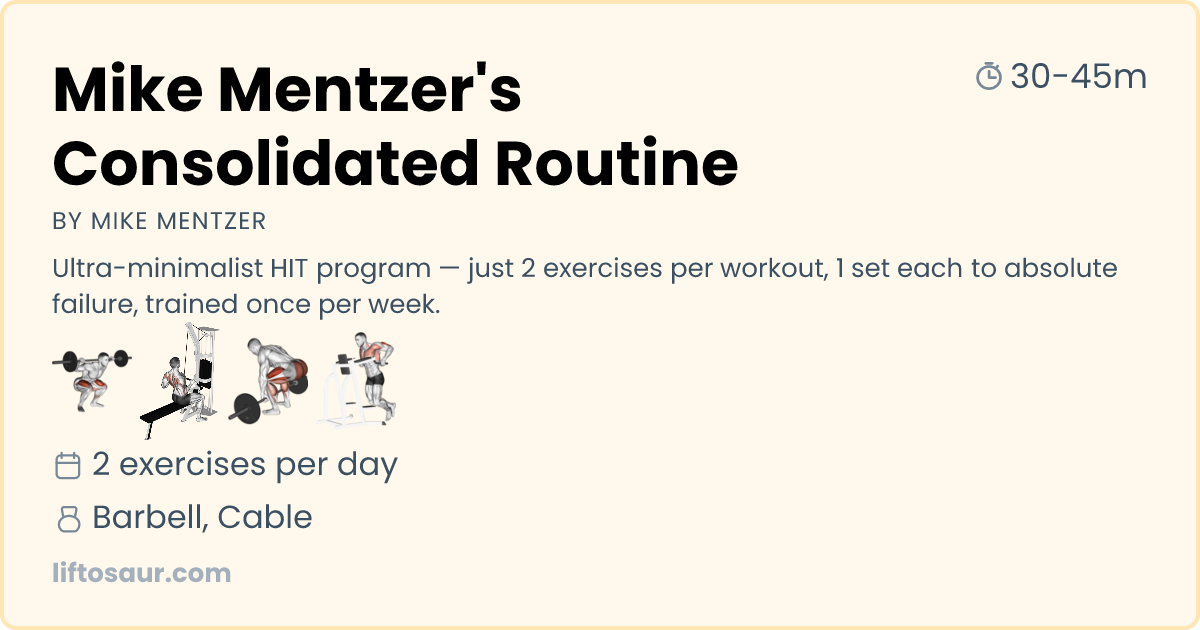 Mike Mentzer's Consolidated Routine Workout Program - Free Tracker ...